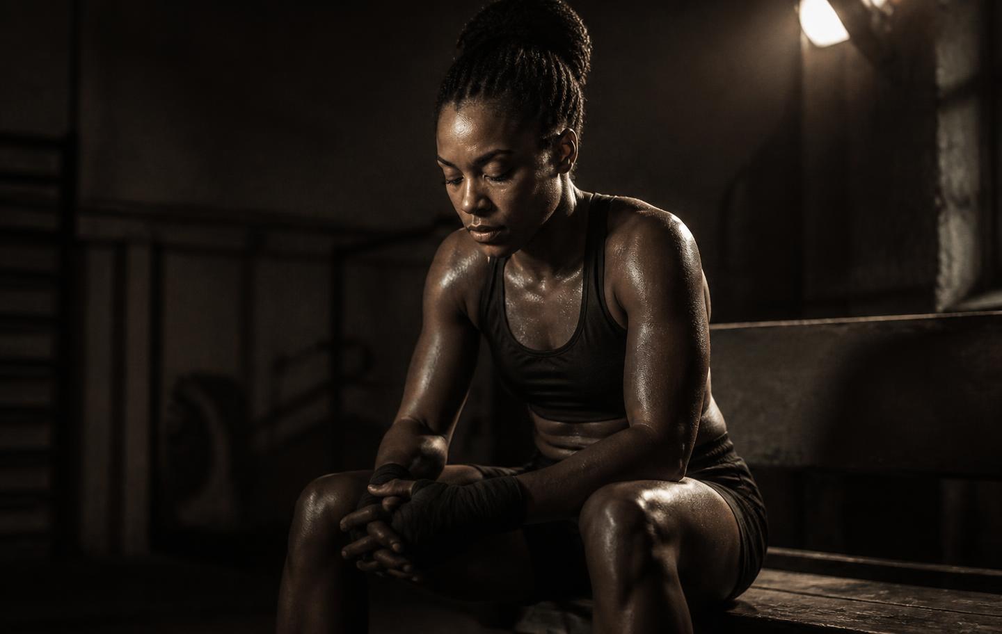 Atleta in preparazione mentale prima dell'allenamento
